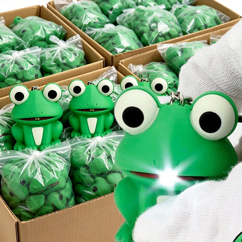 1/2/3pcs Funny Mini Frog LED Sounding Keychains Pendants with Personalized and Creative Luminous Flashlight Key Chain Gifts