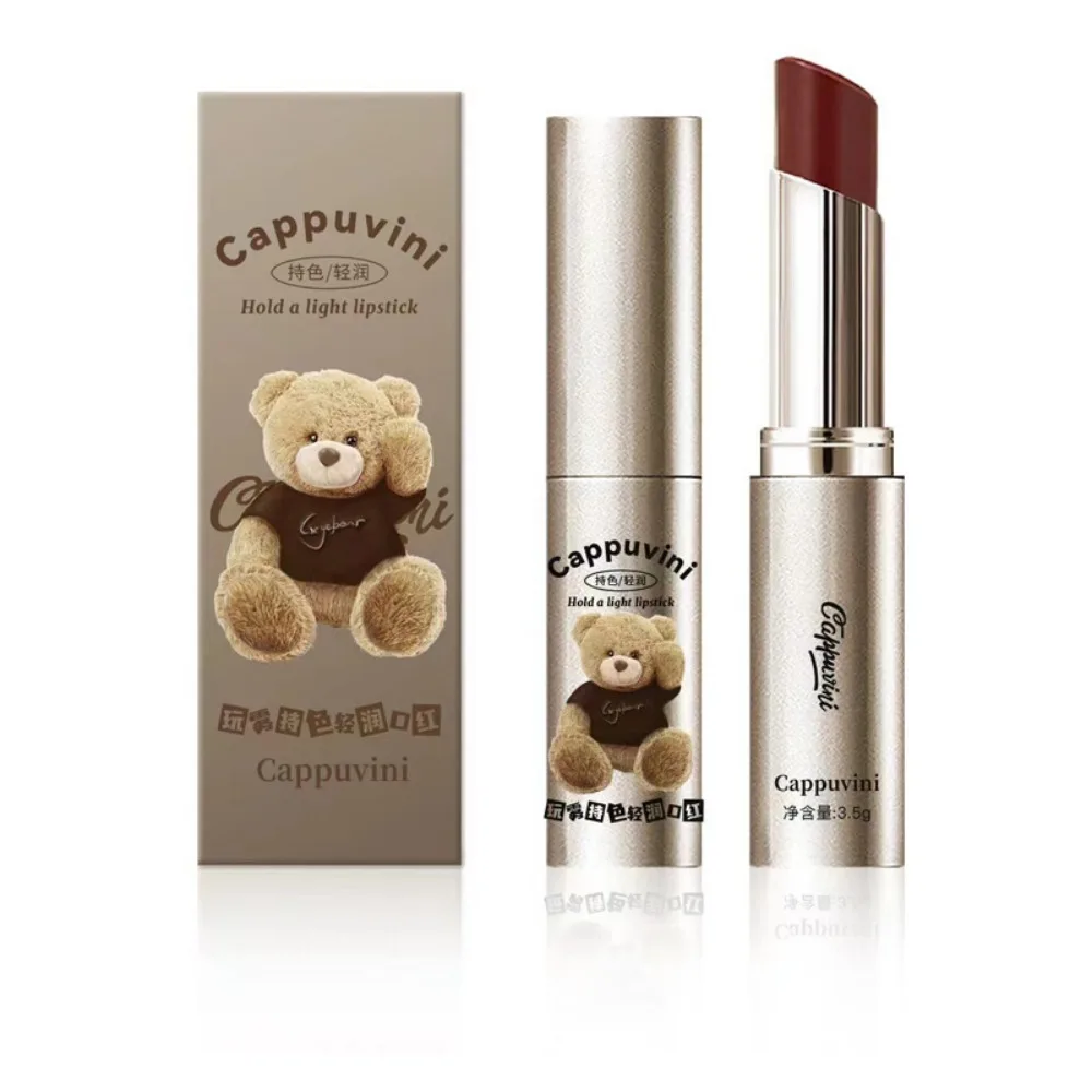 Cappuccino Bear Silver Tube Solid Lip Gloss idratante Lip Glaze autunno/inverno rossetto idratante specchio di vetro Peach Lipstick