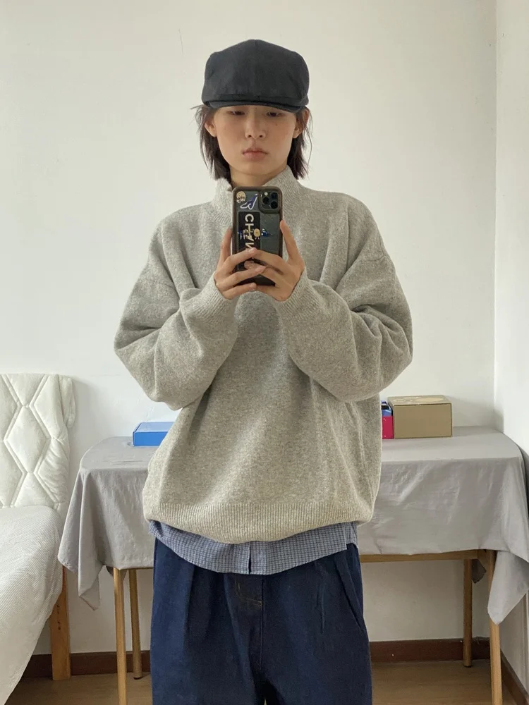 

Ретро-японский свободный свитер крупной вязки для мужчин и женщин: тепло и стиль гарантированы