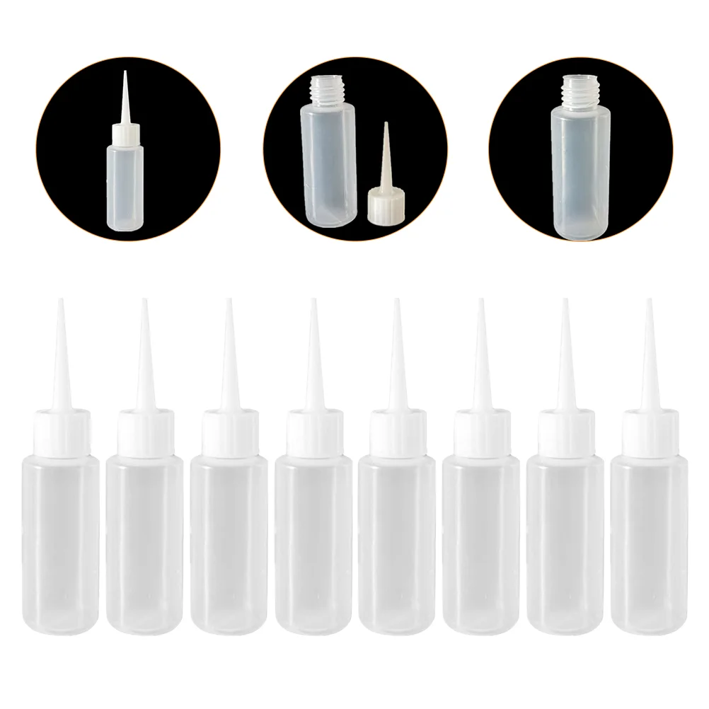 

8 Pcs 50ml Pointed Mouth Plastic Squeeze Bottles Refillable Empty Dispensing Liquid Beauty Seam Reusable PE Material