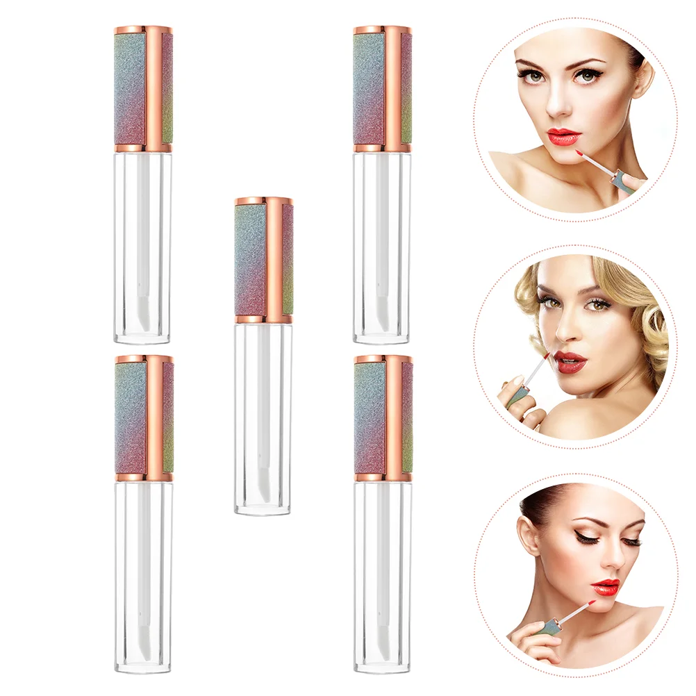 5 pçs batom gloss tubo garrafa esmaltes garrafas lipgloss pelado diy navio cor tubos de plástico mini recipientes