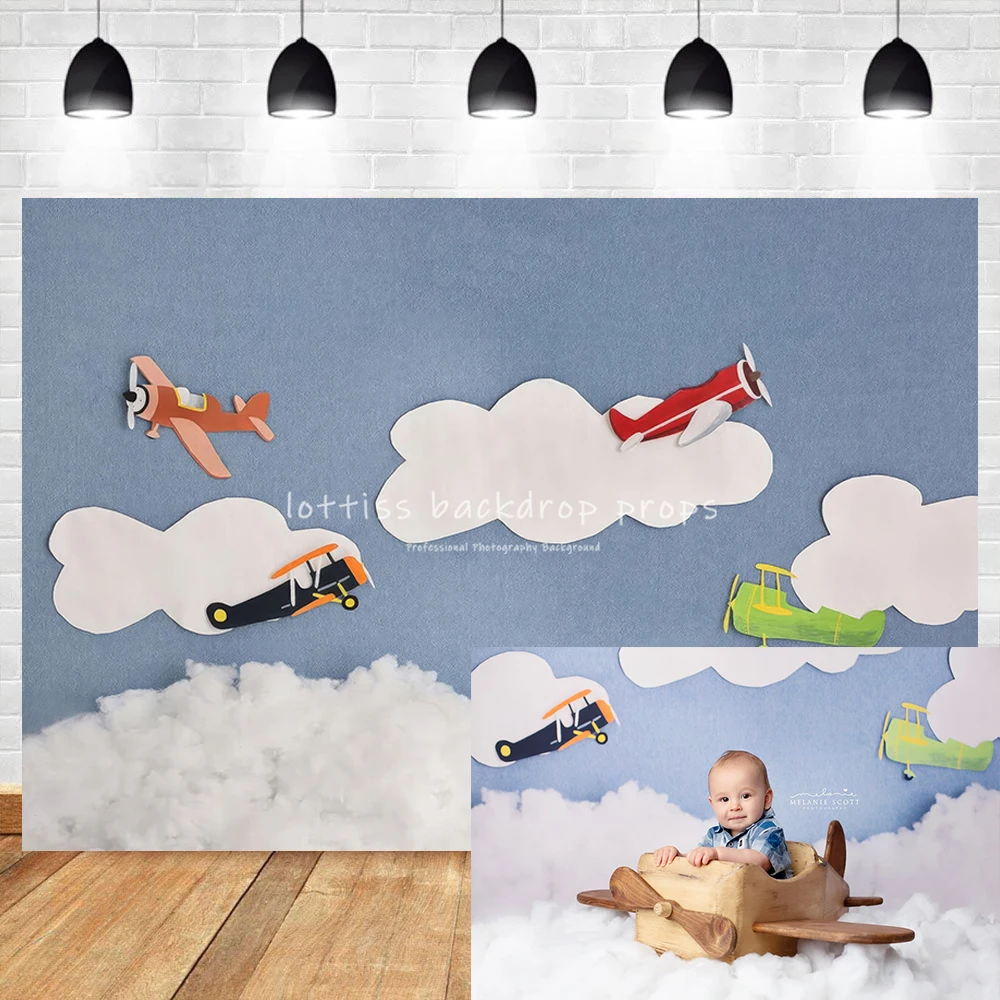 

Plane Soaring Backdrops Kids Boy Portrait Photocall Child Baby Christmas Decors Toy Airplane Background Photo Studio