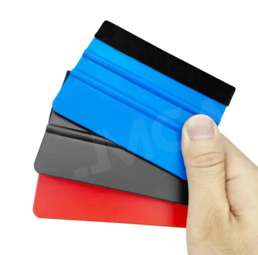 Auto Styling Vinyl Carbon Fiber Window Ice Remover Cleaning Wash Car Scraper With Felt Squeegee Tool Film Wrapping 1 PCS
