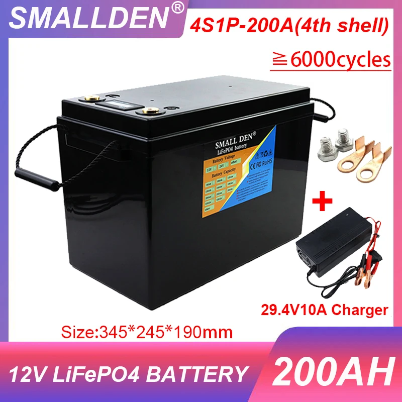 LiFePO4 12V 200Ah  Battery Is Used for 4S1P-200A (Shell No. 4) RV Golf Cart Off-road Solar High-power Charging Battery Duty-free