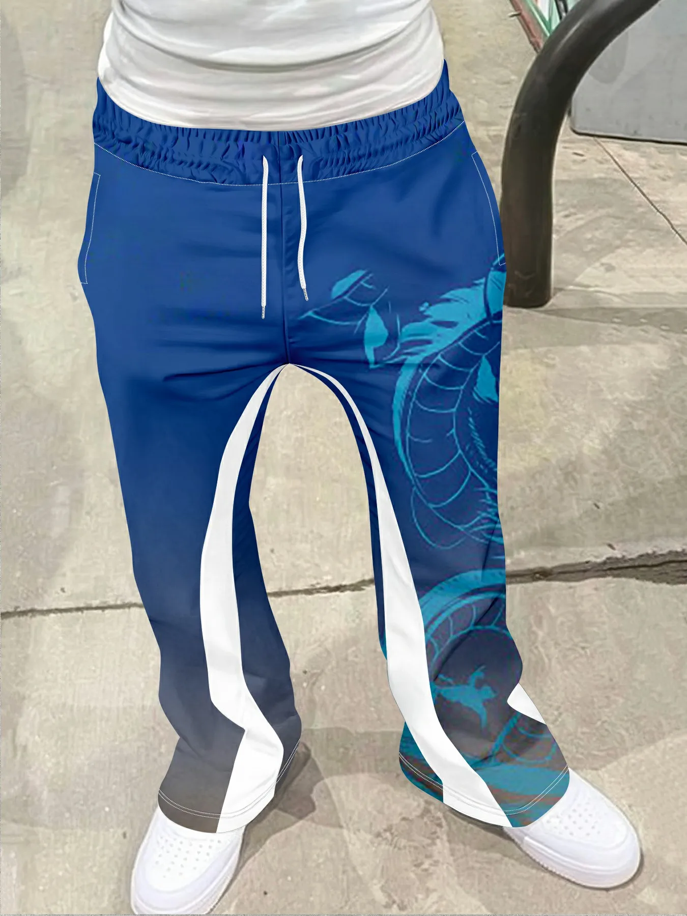 

Мужские повседневные уличные стильные модные модные слегка расклешенные черно-белые спортивные штаны с цветными блоками, мужские брюки