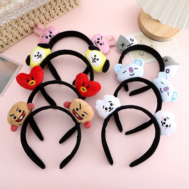 Cute Bt21 Hairband Kawaii Tata Chimmy Hairband Headwear Girls Daily Versatile Accessories Korean Cartoon Plush Doll Head Hoop