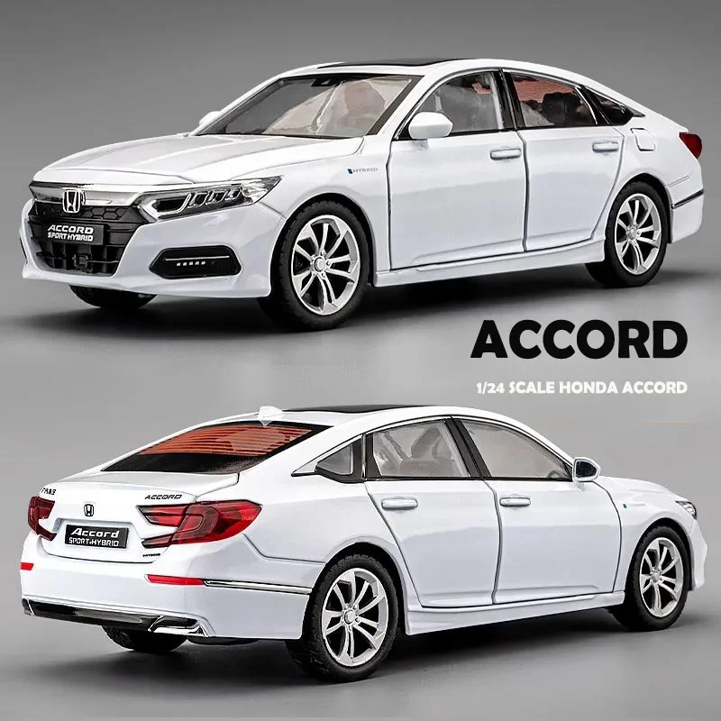 Simualtion 1:24 Honda Accord Alloy Car Model Sound Light Diecast Toy Vehicle Children Boy Birthday Gift Collection Miniature