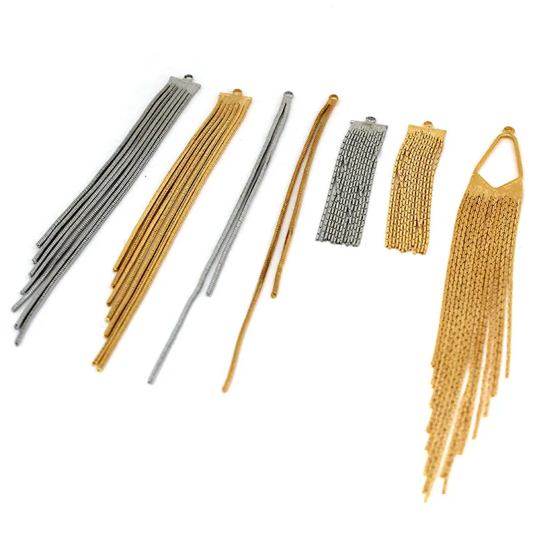 

2Pcs 24K Gold Brass Metal Chain Long Tassel Charms Pendants Jewelry Earring Necklace Making Supplies DIY Findings Accessories