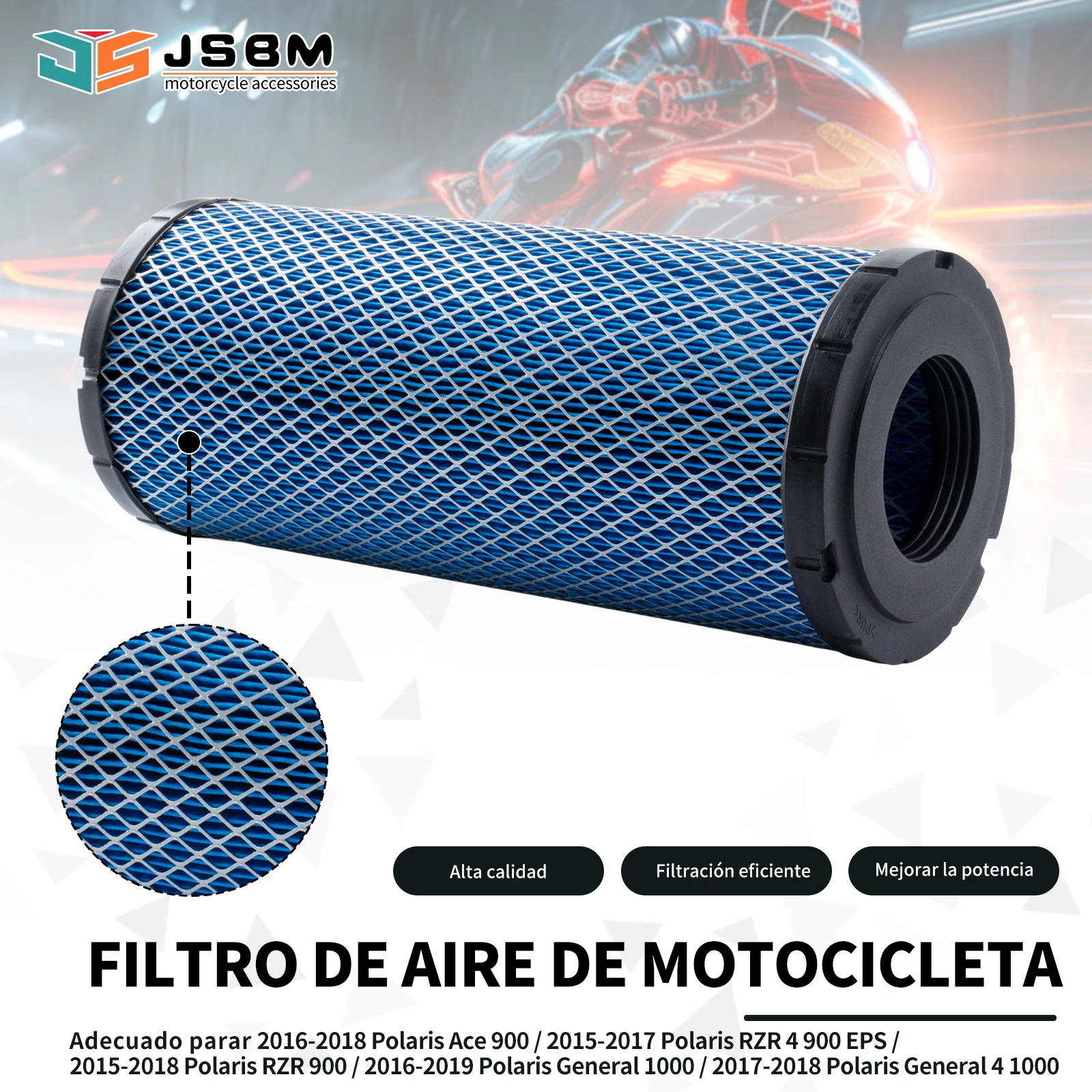 Filtro de aire JSBM para motocicletas, compatible con POLARIS 1000, RZR 1000, XP 4, 1000 Turbo, RZR XP Turbo S (números de pieza: 1241084, 1240957, 1240822, 2882234).