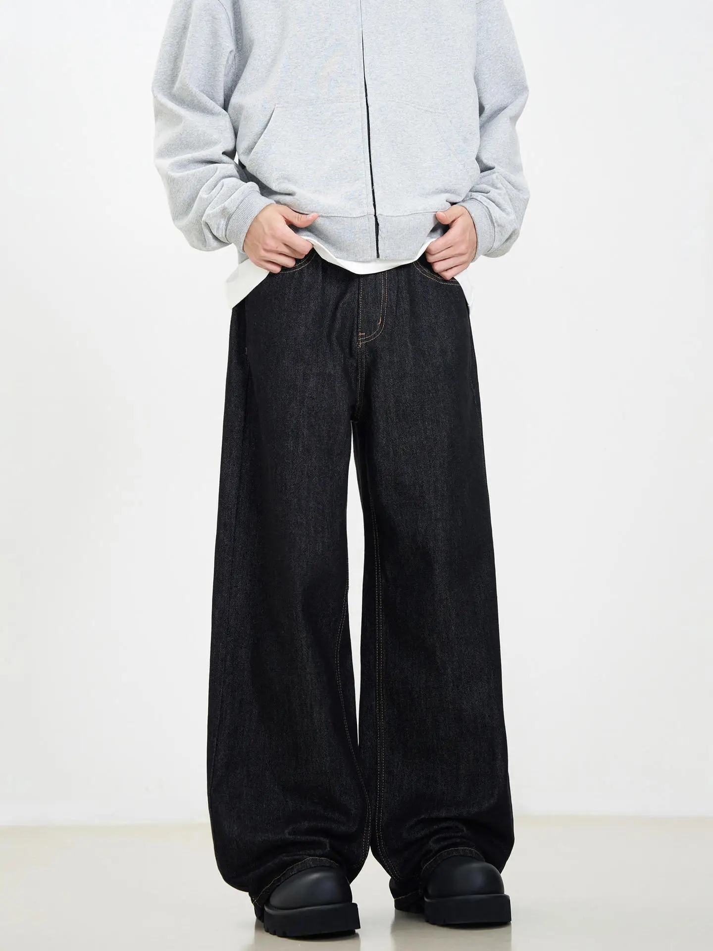 

Простые мужские джинсовые брюки, винтажные стиральные широкие свободные джинсы, повседневные прямые мужские брюки в американском стиле, новинка 2026