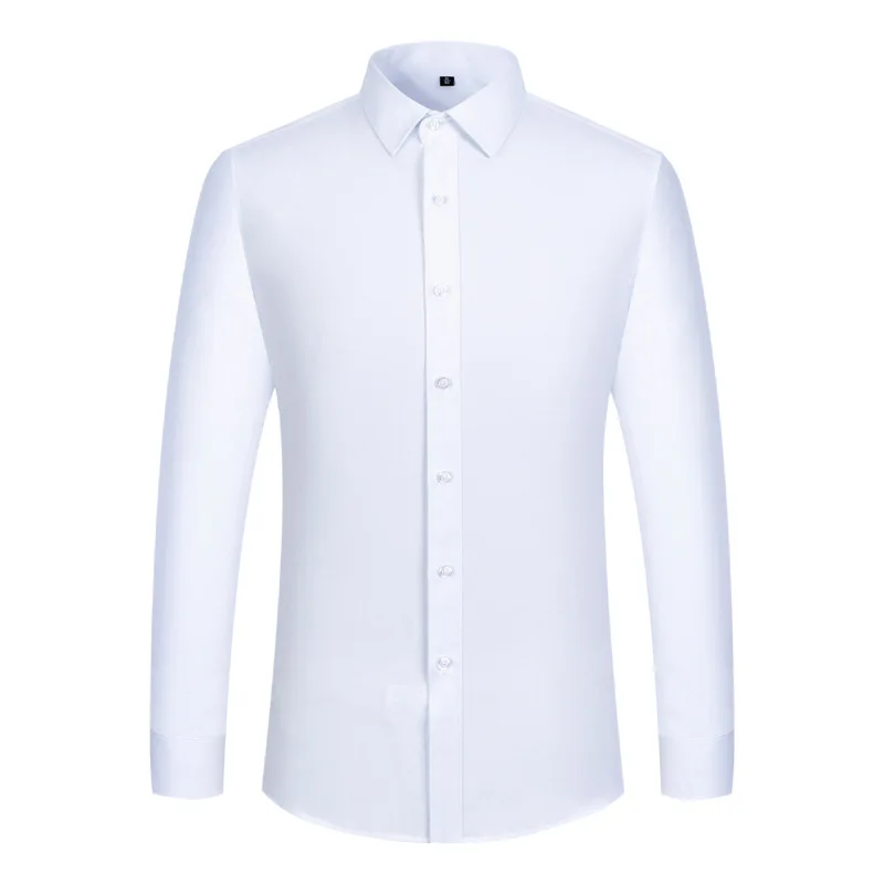 

High-End Colored Men's Long Sve irt White Men's SVE irt Thiened Fce Autumn Wear Daily Pure Color Square Collar