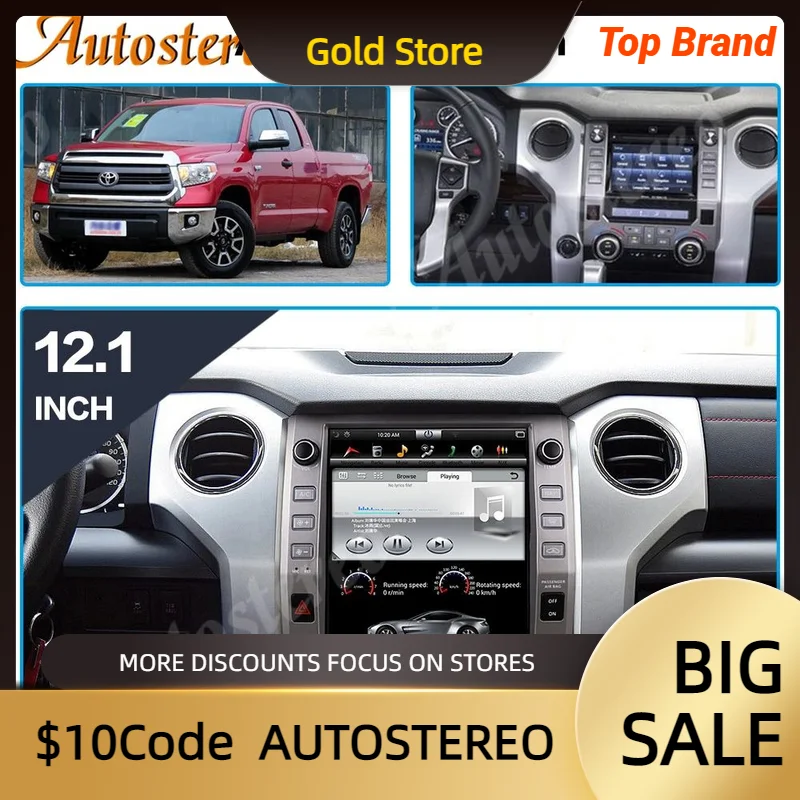 Radio con GPS para coche, reproductor Multimedia estéreo con pantalla Vertical, unidad principal, estilo Tesla, Android 2014, para Toyota Tundra 2019-12,0