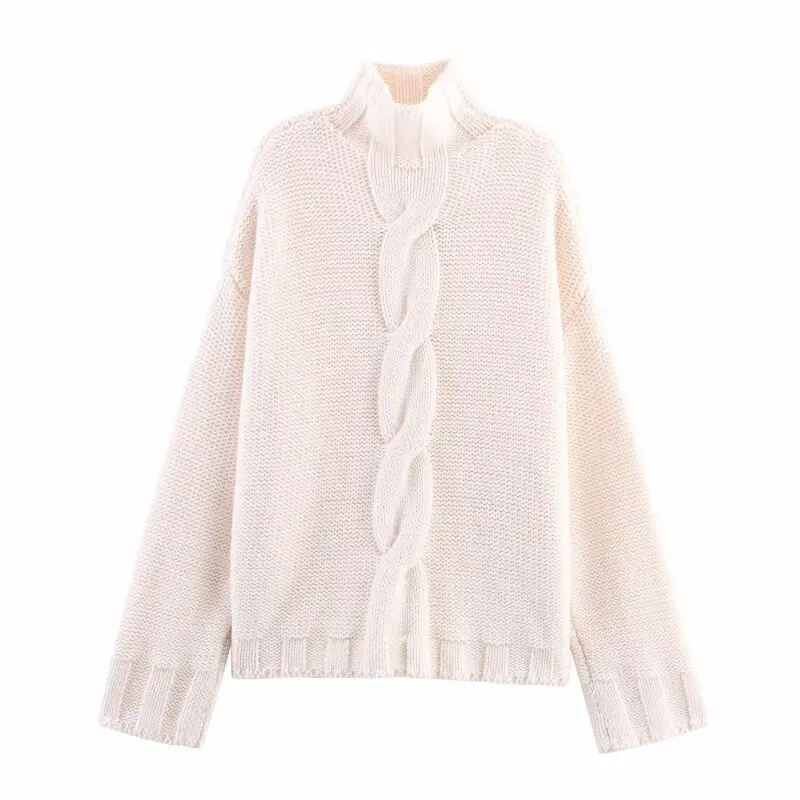 

Solid Apricot Knitted Sweater Jacket Winter Knit Wear Coat Women Simple Casual Long Sleeves Warm Pullover Streetwear