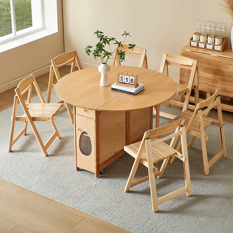 

Folding Nordic Dining Tables Modern Functional Round Kitchen Dining Tables Restaurant Wood Salon Mesas De Jantar Home Furniture