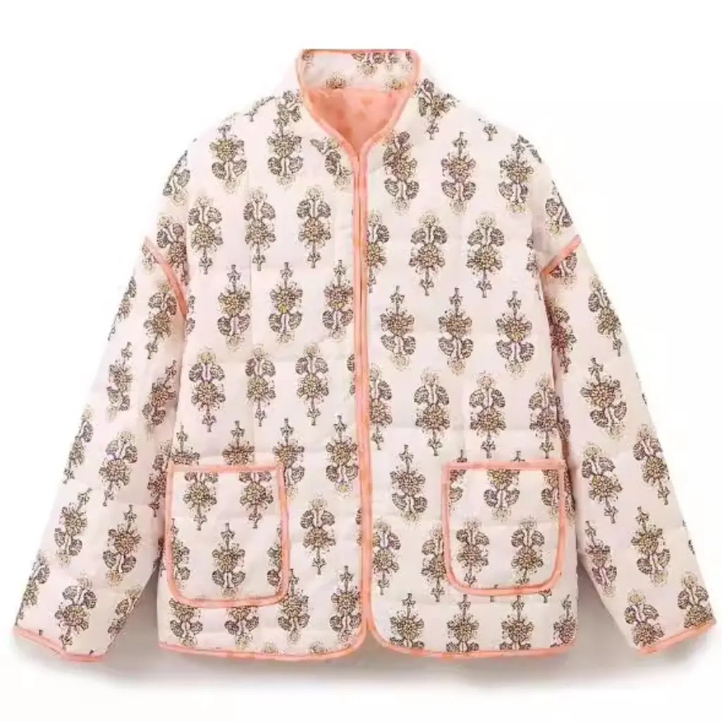 

Women's Floral Loose Quilted Cotton Coat European And American Style Small Pattern Thick Warm Autumn Winter New Color