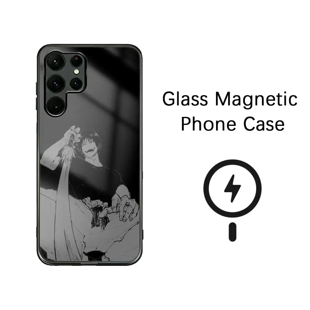 Fashion hot Jujutsu Kaisen Phone Case For Samsung S26 S25 S24 S23 S22 S21 S20 Plus Ultra Note20 Glass Magnetic Case
