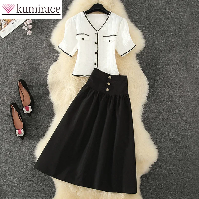 

Small Fragrant Style Set Summer 2024 New Women's Wear Royal Sister Light Mature Style Casual Fashion Half Skirt Two Piece Set