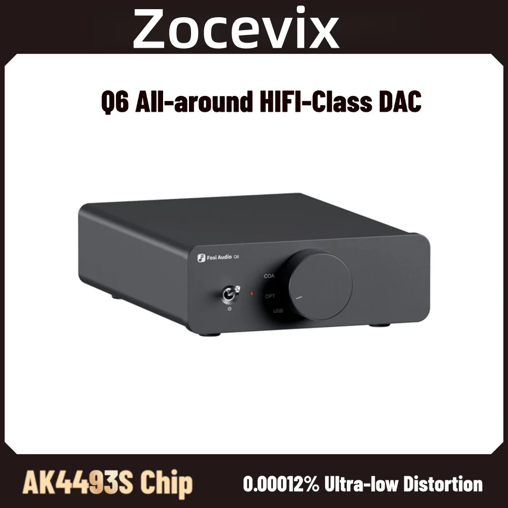 

Fosi Audio Q6 USB DAC – XMOS XU316 & AK4493S Chipset, PCM 768kHz/32Bit & DSD512 Compact Desktop Hi-Fi DAC