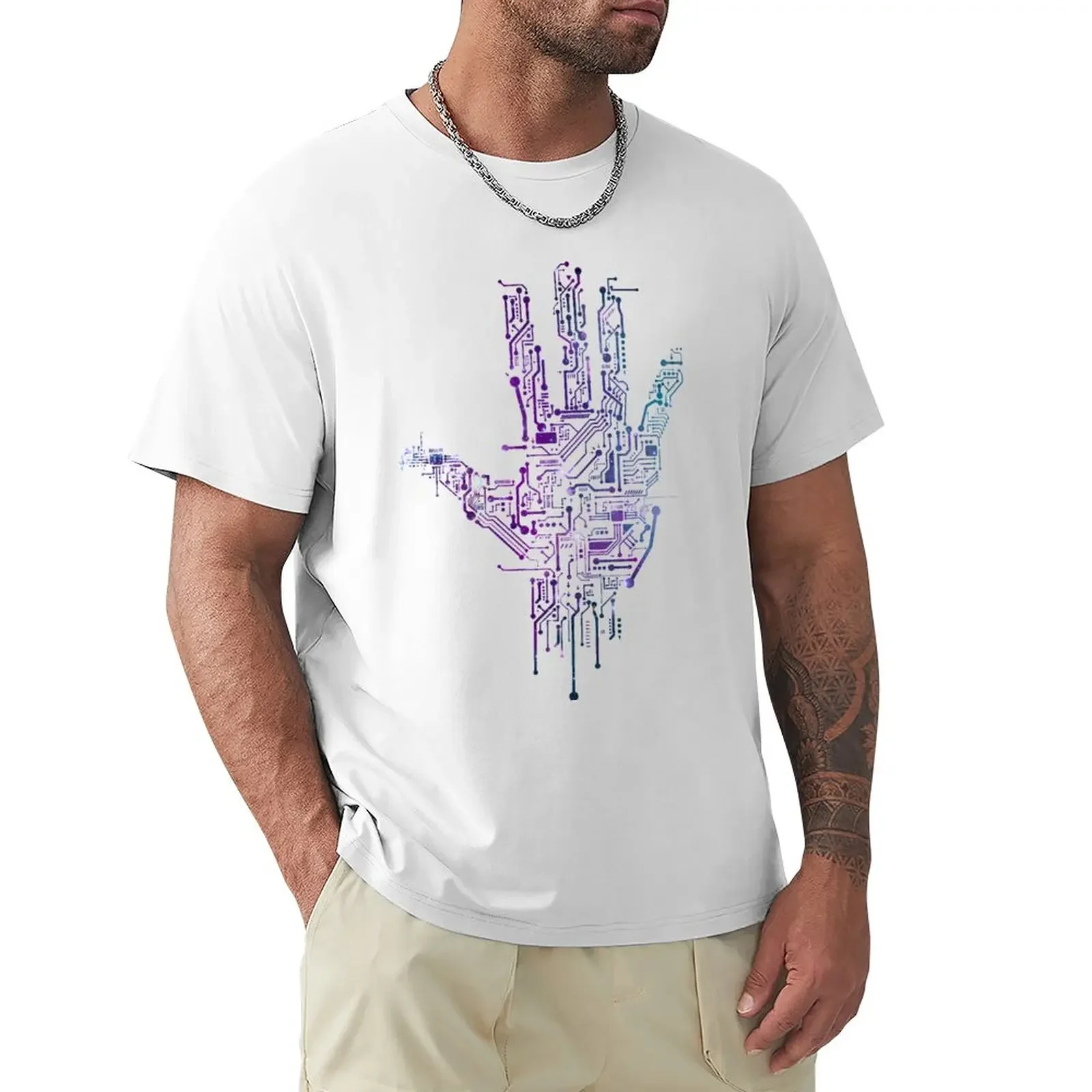 Circuit Board Hacker Hand T-Shirt sports fans customizeds graphics tshirts for men