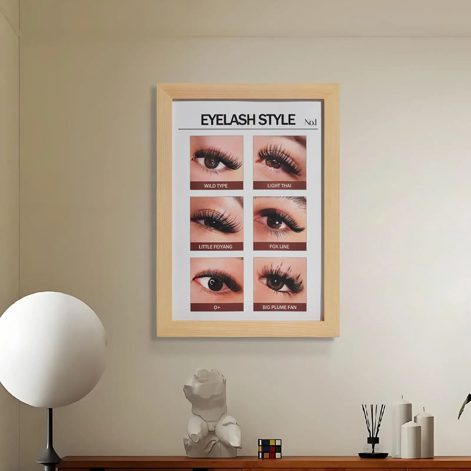 Eyelash Extension Display Board Wood Frame Wall Decoration for Salon Spa Counter Art Poster Photo Frame