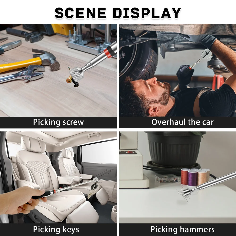 5PCS Portable Telescopic Magnetic Picking Up Tool with 360° Inspection Mirror For Extra Viewing Pickup Dead Angle Repairing Tool