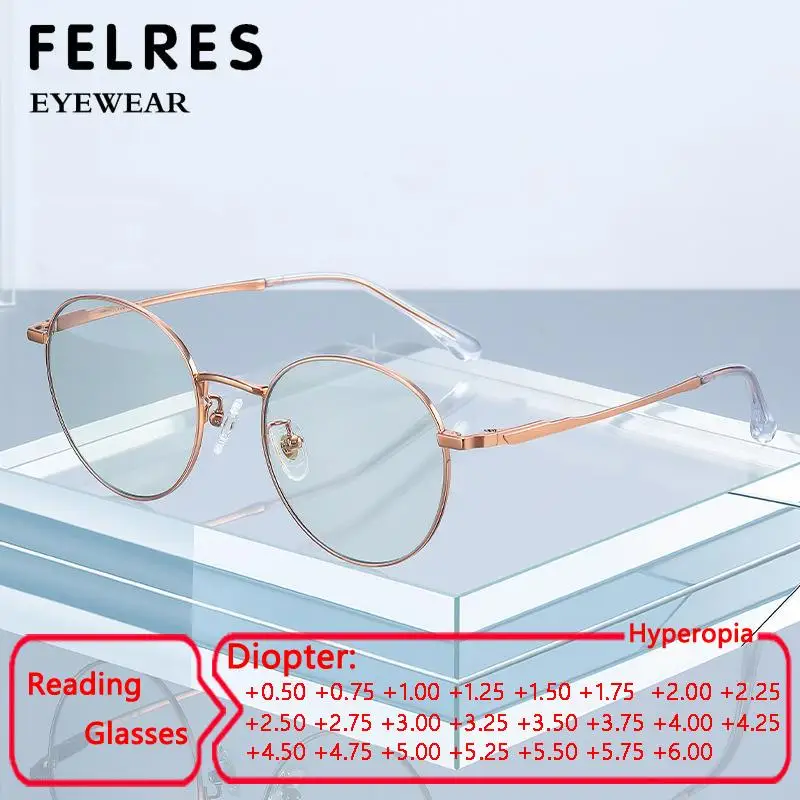 

Fashion Trend Reading Glasses Women with Prescription Eyewear Round Pure Titanium High Quality Hyperopia Presbyopic Eyeglasses