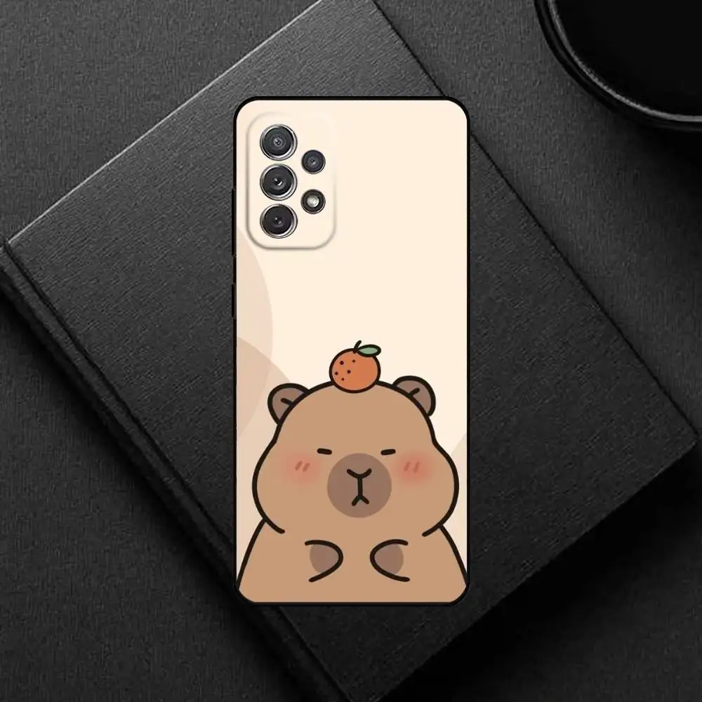 حافظة هاتف كابيبارا اللطيفة لهاتف سامسونج S25، S24، S21، S22، S23، S30، Ultra، S20، Plus، غلاف أسود ناعم #6