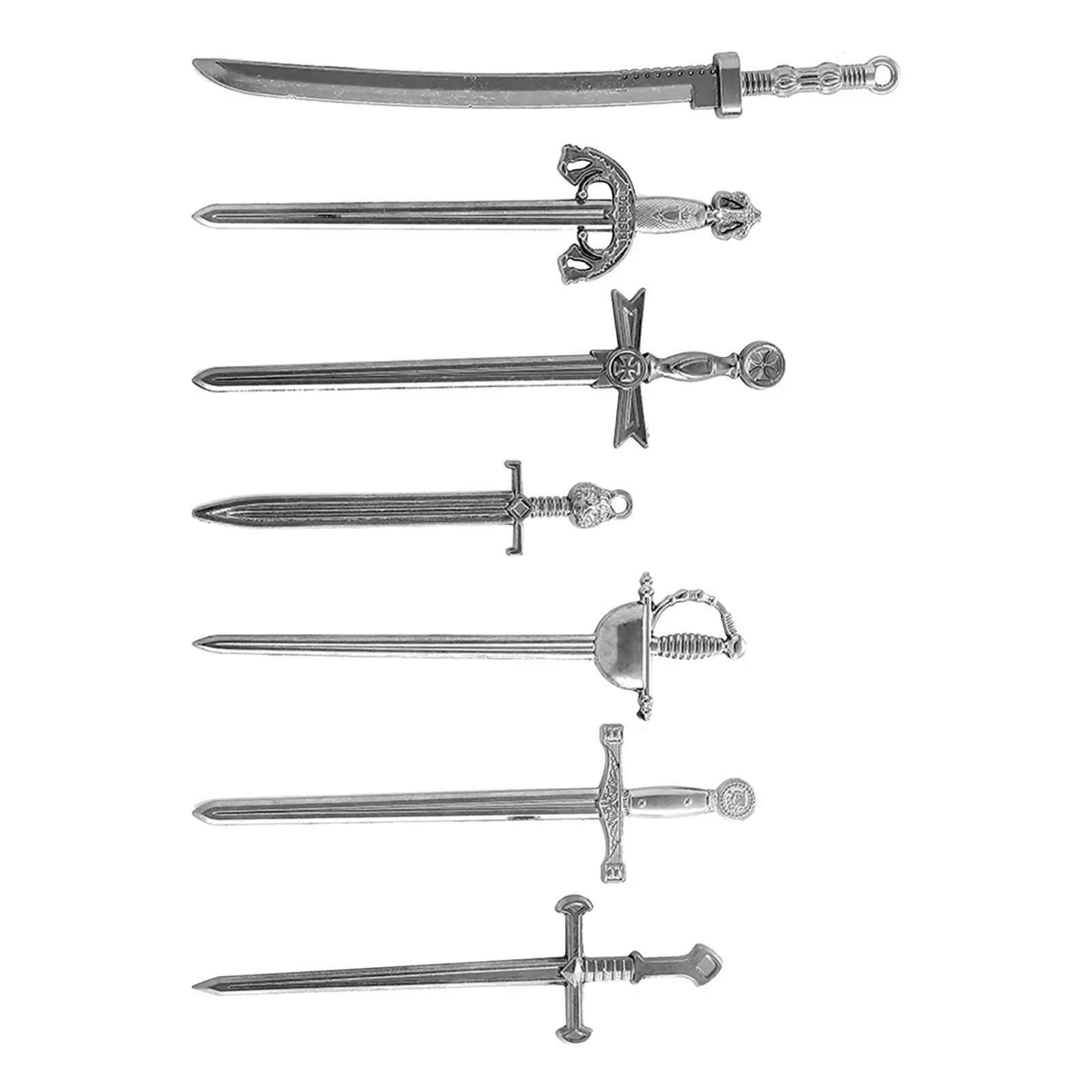 7Pcs Miniature Sword Pendants Jewelry Making Knight Sword Charms for Bracelet Necklace Jewelry Craft Supplies Birthday Gift