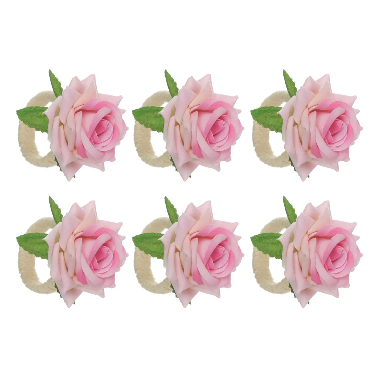 

6pcs Simulated Rose Napkin Buckle Hotel Dining-Table Napkin Buckle DIY Craft Napkin Holders Christmas New Year Anniversary Decor