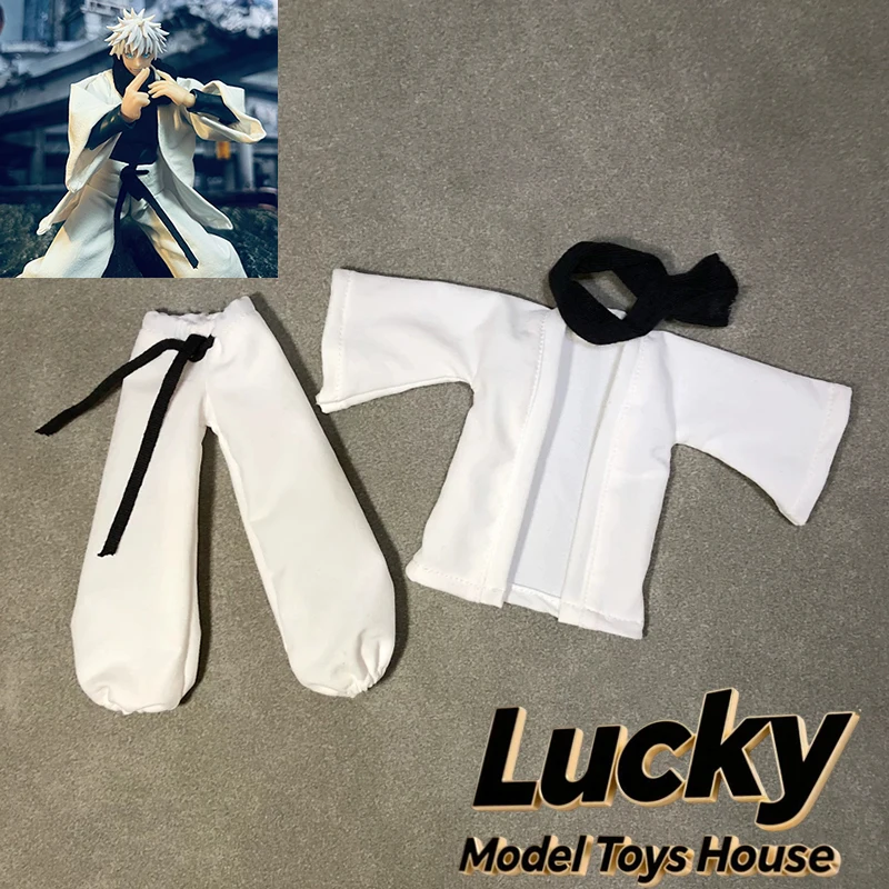 1/12 Gojo Satoru Soldier Black Scarf White Coat Bloomers Combat Clothes Set Toys Accessory For 6" Shf Figma Action Figure Body - view 2
