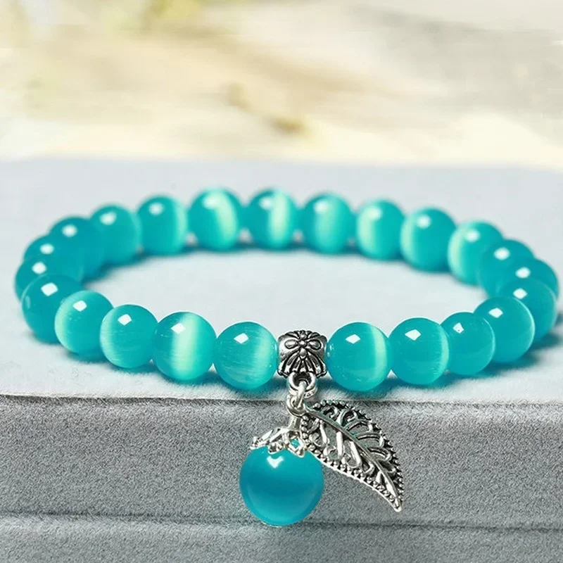 Natural Sky Blue Opal Hand Carved Pearl Jade Bracelet Fashion Boutique Jewelry Women's Agate Bracelet Gift Wholesale