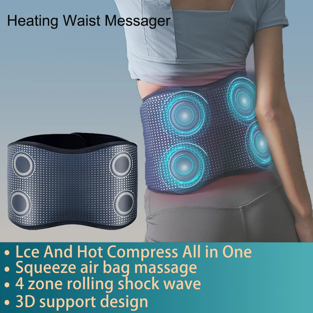 

Electric Heating Waist Massager Vibration Back Lumbar Muscle Relaxation 4-Zone Airbag Waist Message Relief Pain Waist Support