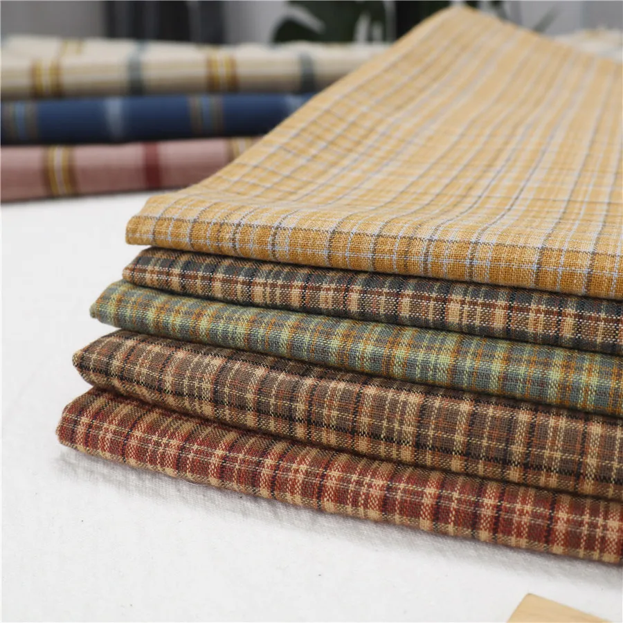 145x50cm Retro Yarn Dye Plaid Cotton Linen Spring Autumn Sewing Fabric Men's and Women's Shirt Clothing Cloth