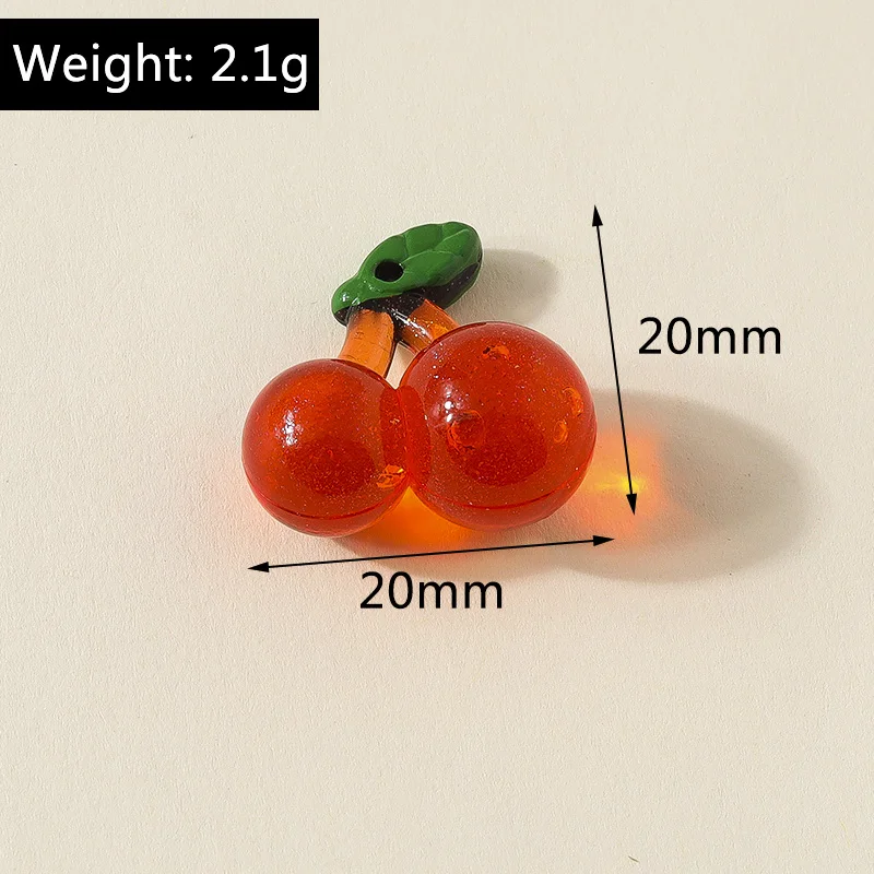 Leslie 10 Stück Niedliche 3D-Erdbeer-Charms aus Harz für Ohrringe, Kürbis-, Apfel-, Mango-, Trauben-, Orangen- und Wassermelonen-Charms und Anhänger – Detail 10