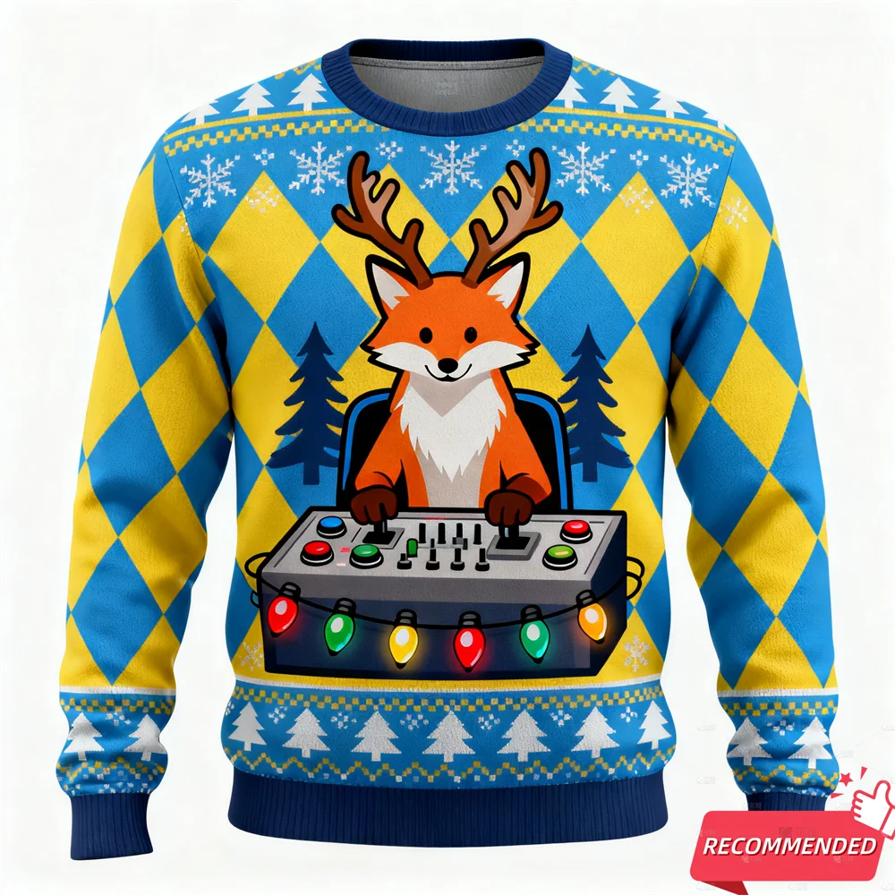 2026 عيد ميلاد سعيد الحيوان ثلاثية الأبعاد بلوزات مطبوعة لطيف الراكون الجرافيك الأطفال القبيح عيد الميلاد سترة جديدة في البلوزات ملابس رجالي