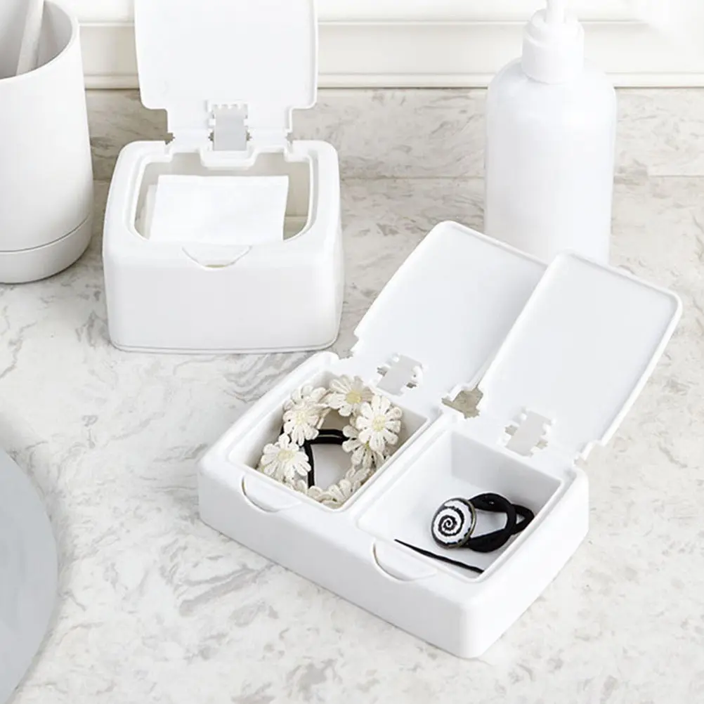 

2Pcs Clear Plastic Desktop Storage Box for Small Sundries Clips Toothpicks Swabs Headdress Neat Desk Organizer Gadget Case