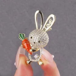 New Cute Rabbit Brooches for Women Cartoon Animal Bunny Lapel Pins Enamel Badge Bag Hat Deco Corsage Cardigan Jewelry Gifts