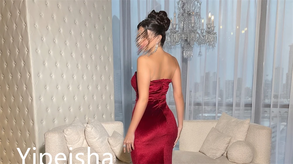 Yipeisha-Cetim flores Dobre vestidos celebridade, simples Strapless Bainha, Homecoming Formal, OcPassion Vestido, Moda