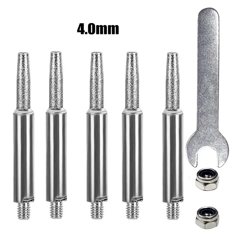 8pcs Set Chainsaw Sharpener Parts Burr 4/5/6mm Diamond Coated Grinding Head Cylindrical Portable Hand Chain Grinder