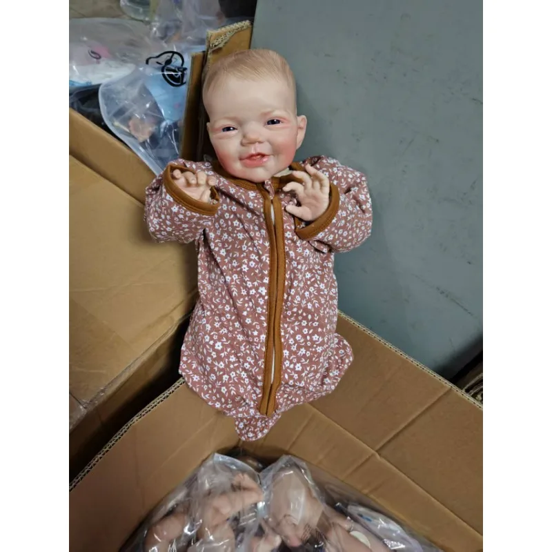 

49CM Painted Hair Newborn Baby Doll Charlie Lifelike 3D Painted Skin with Visible Veins