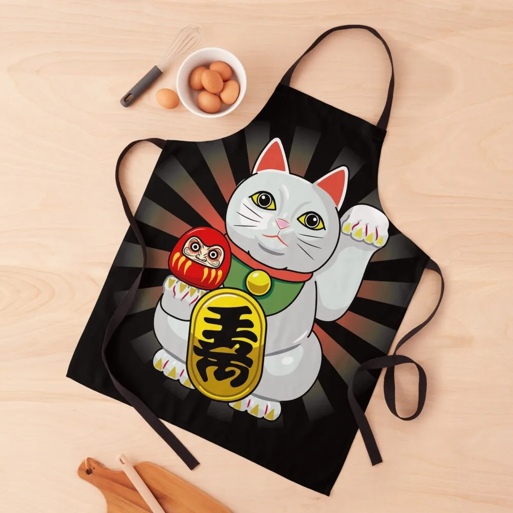 

Japanese Maneki Neko Lucky Cat Apron Women's Kitchen For Girl Ladies Women Kitchen Apron