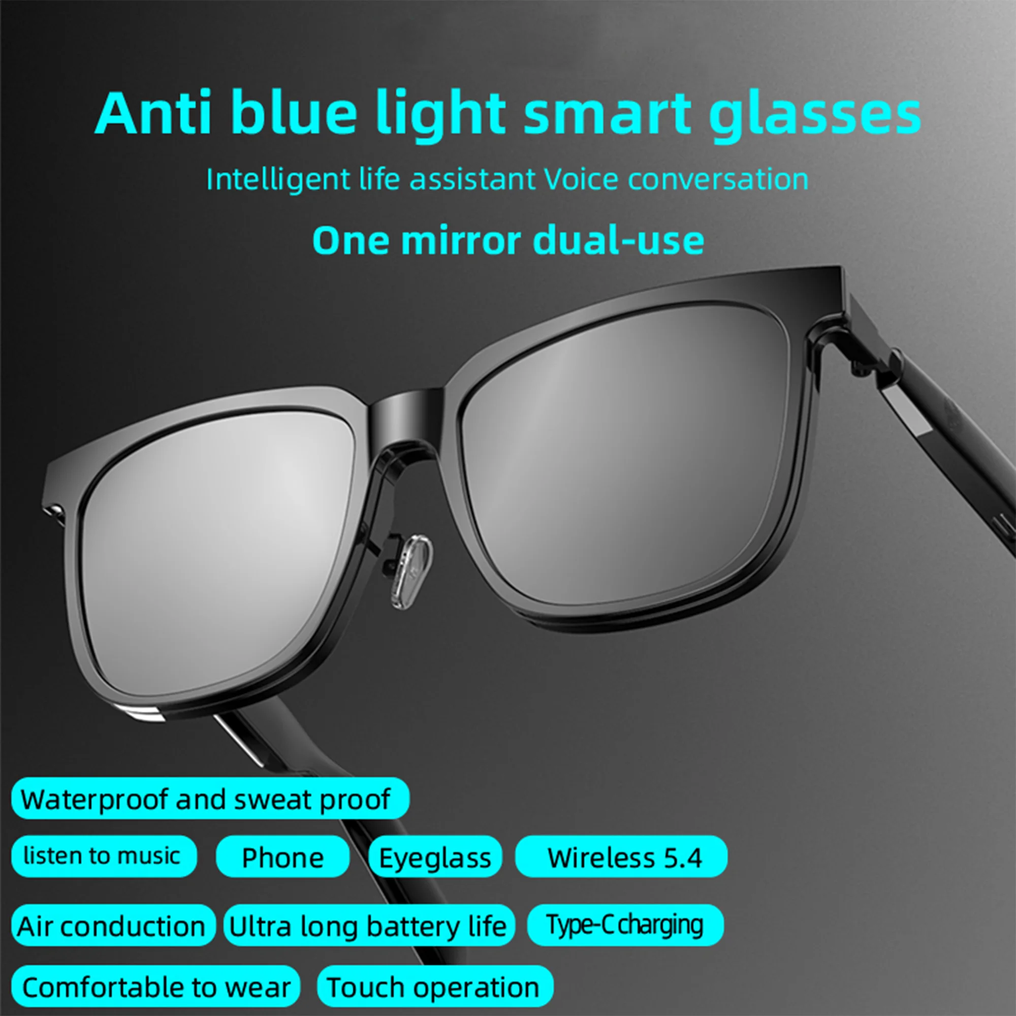 

Умные солнцезащитные очки с защитой от синего света, легкие, 30 г, ответ на вызов, музыка, стерео, двойного назначения, BT5.4, умные очки для мужчин и женщин