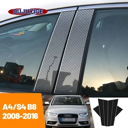 For Audi A4 B8 S4 2008-2016 2009 2010 2011 2012 2013 Carbon Fiber Window Door Column Deal B C Pillar Post Cover Trim Sticker