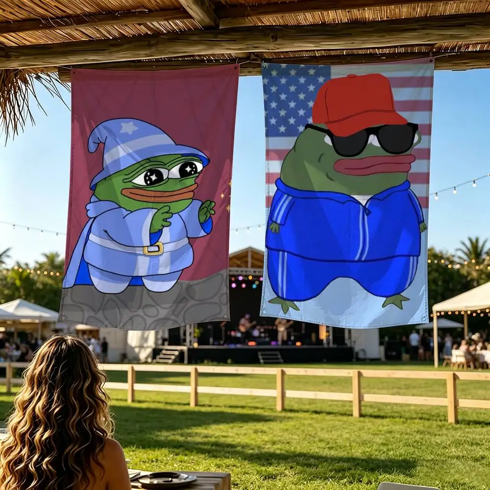 Funny P-Pepe the Frog Flag Digital Printing Banner for Garage Wall Out Door Decoration