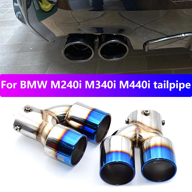 

1 пара для BMW G42 M240i G23 M440i G20 G21 M340i 2020-2024 гг., обновленная выхлопная труба из углеродного волокна, черная насадка глушителя, выхлопная головка
