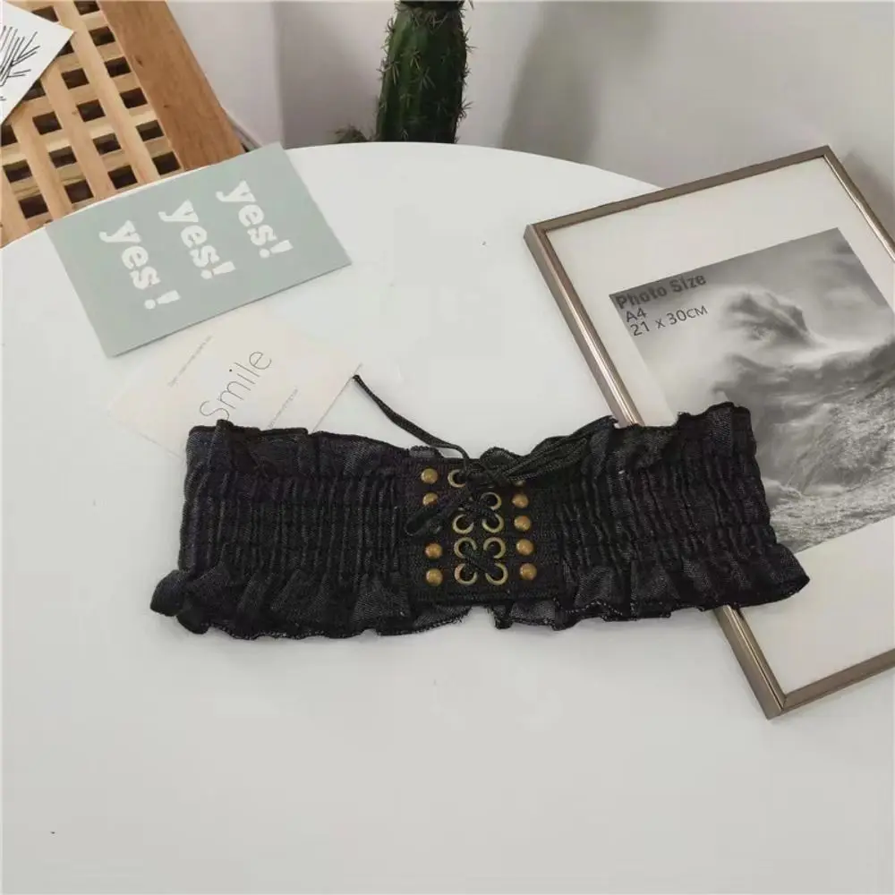 Cintura in tessuto dimagrante in denim elasticizzato con fascia a vita alta, cintura femminile, abito con cintura larga elastica in pizzo