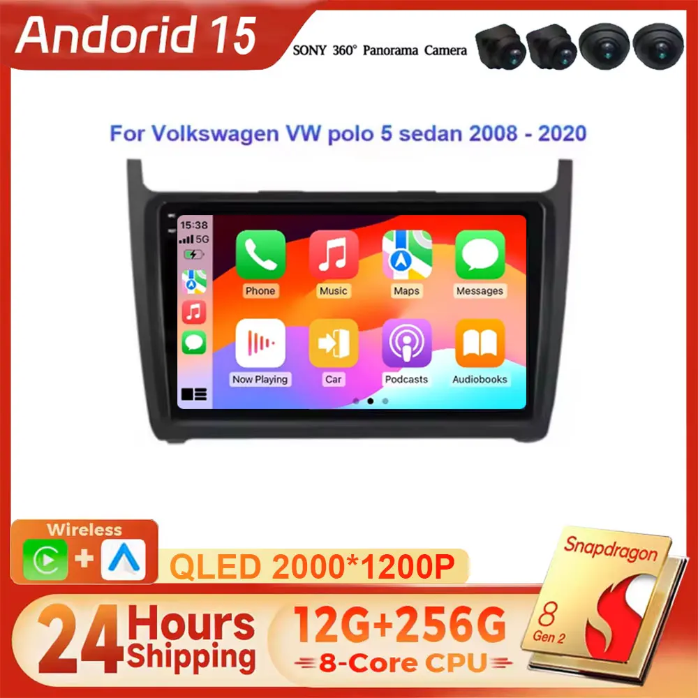 

Android 15 для Volkswagen VW Polo 5 седан 2008-2020, Carplay, 4G, Wi-Fi, автомобильное радио, мультимедийный плеер, стерео, GPS, DVD, головное устройство