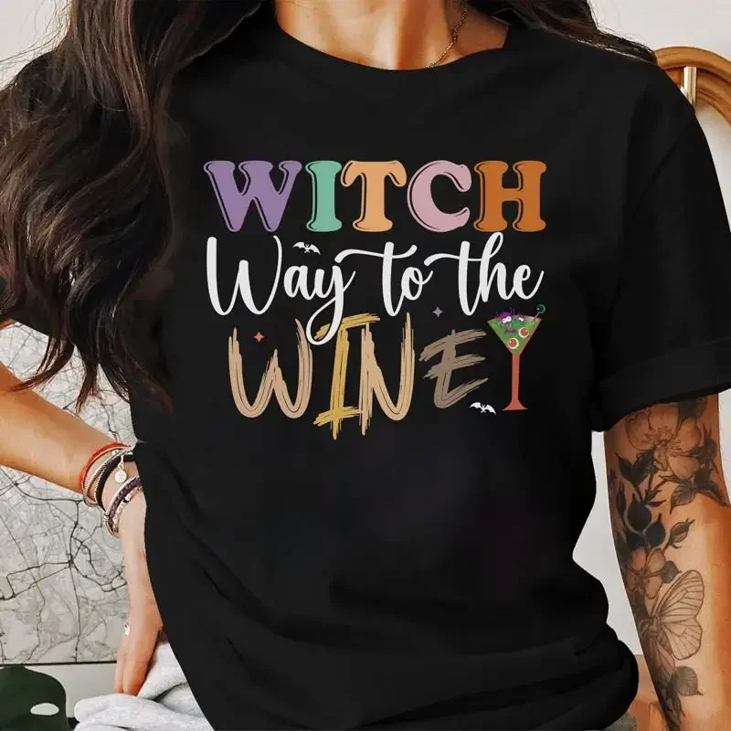28 Funny Witchy  T shirt Witch Way To The Wine Halloween Party F