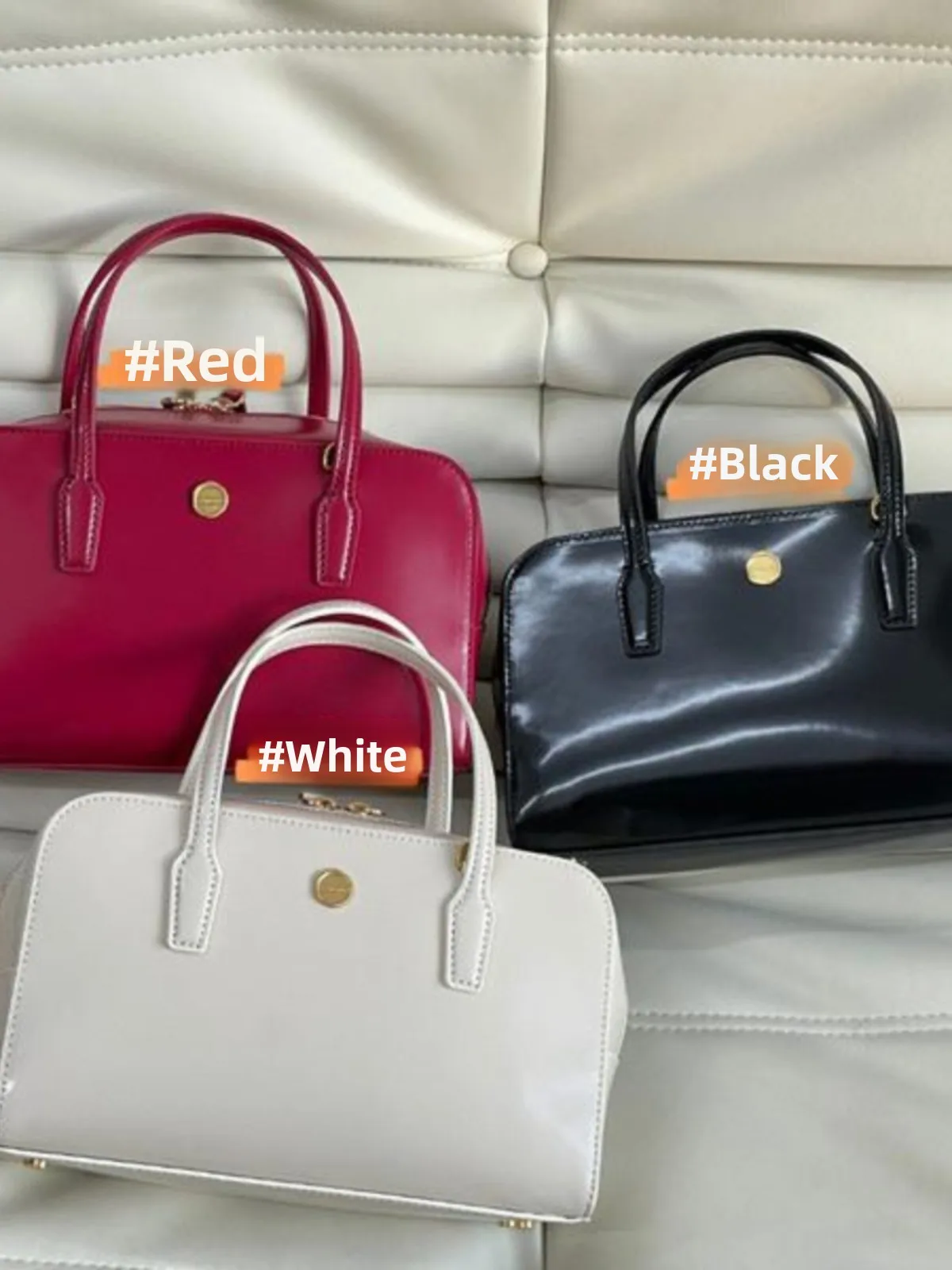 

Новая женская сумка 2025 года из глянцевой кожи: сумка-боулинг, сумка-бостон, наплечная сумка, кроссбоди, средняя жесткая сумка с застежкой-молнией