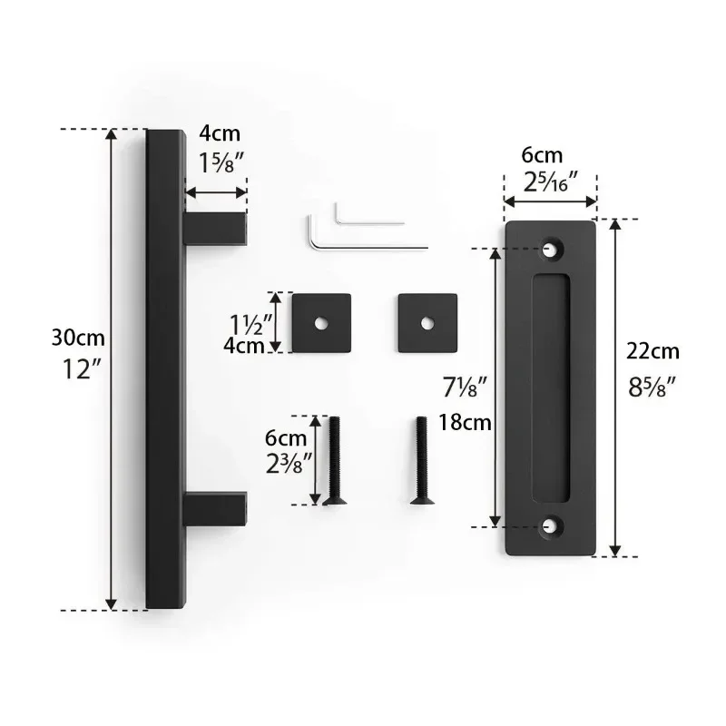 Imagem -05 - Double-sided Fosco Maçaneta de Madeira Celeiro Americano Porta Deslizante Interior Acessórios de Hardware 12 Polegada